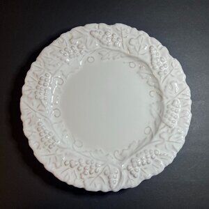 Vintage PV Italy Signed Ceramic Grape Vine & Leaf Embossed Serving Plate 10"